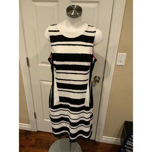 Kut From The Kloth Black & White Striped Shift Dress, Size 14 NWT!